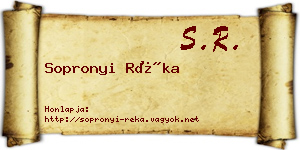 Sopronyi Réka névjegykártya